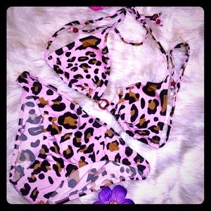 Bite me Pink leopard story 2 piece swim